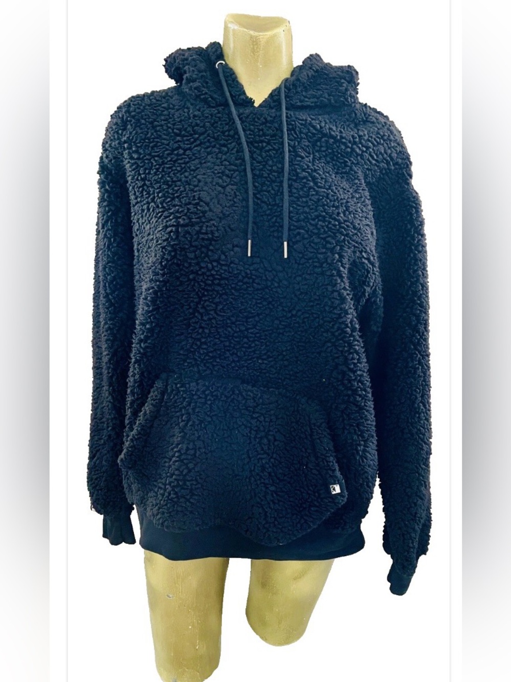Fuzzy Black Surfer Girl Style Hoodie Pullover Jacket Large